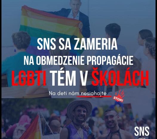 Slovenská národná strana sa zameria na obmedzenie propagácie LGBTI tém v školách